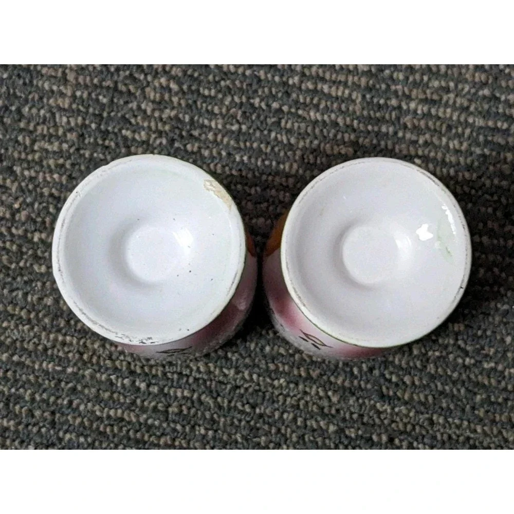 Pair Of Vintage Hand Painted Lady Face Ceramic Egg Cup Holders Unique